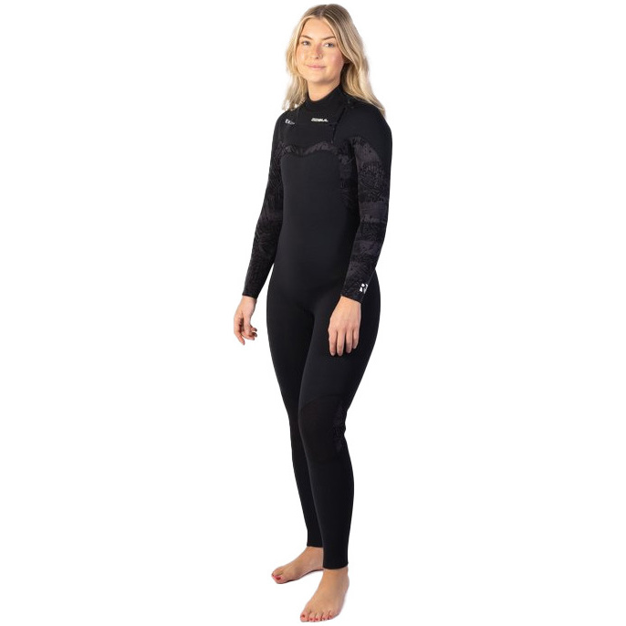 2026 Gul Womens Response FX 5/4mm Chest Zip Wetsuit RE1265-C1 - Black / Broken Palm